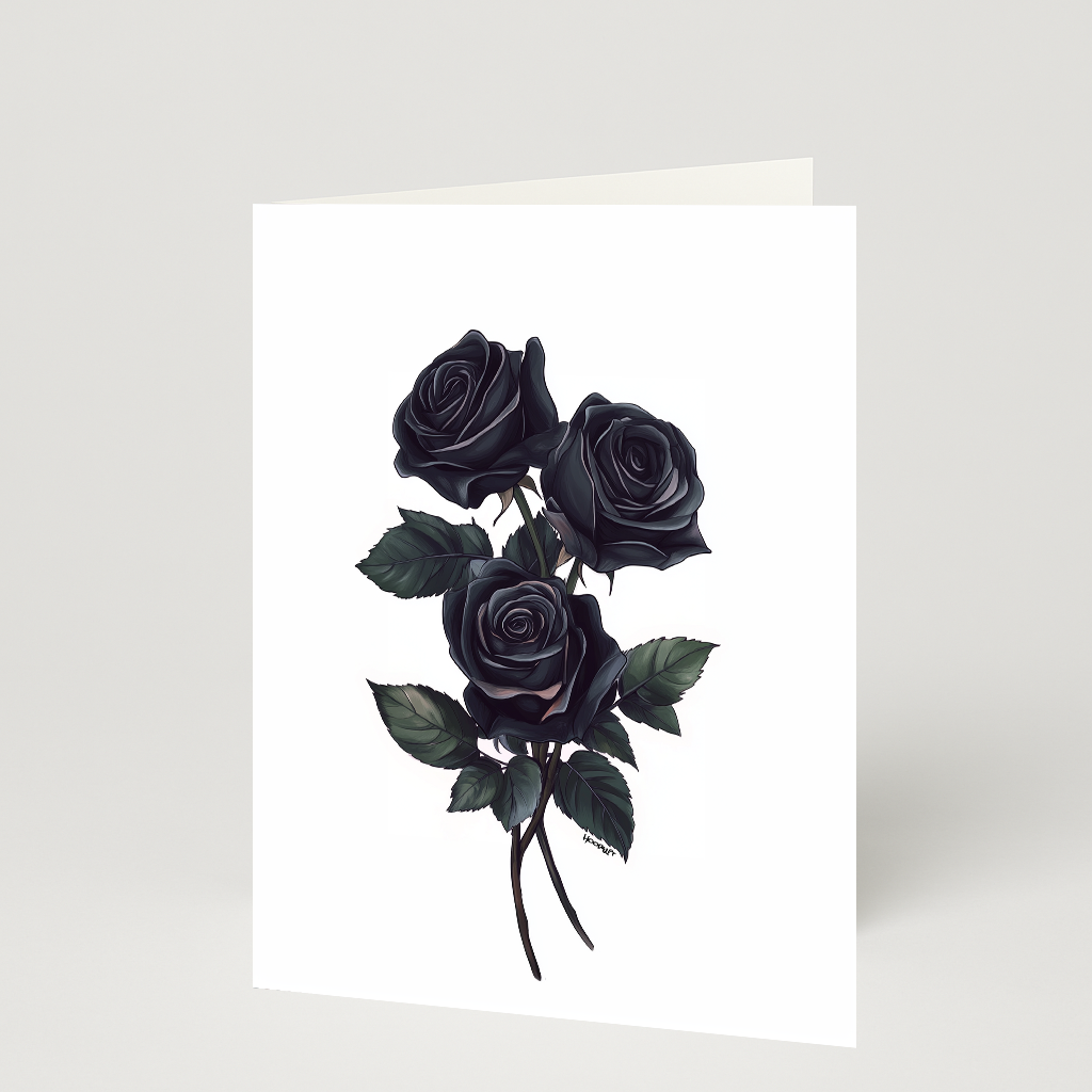 3 Black Roses Card