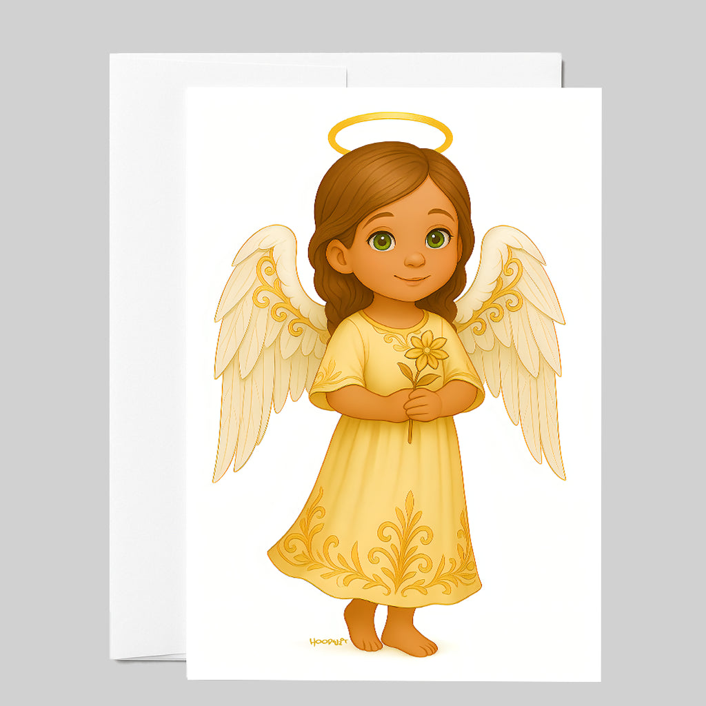Golden Flower Angel Greeting Card