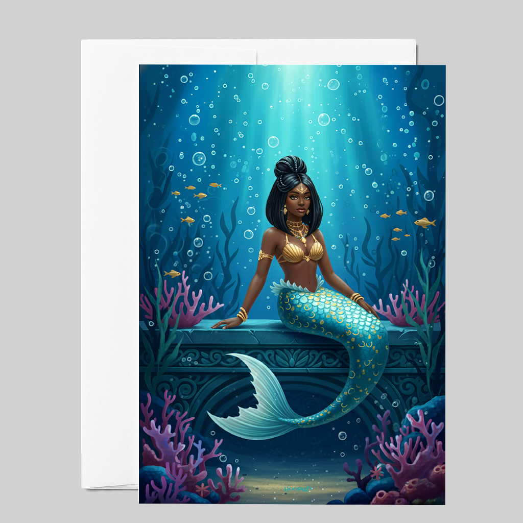 Elegant Underwater Mermaid Greeting Card
