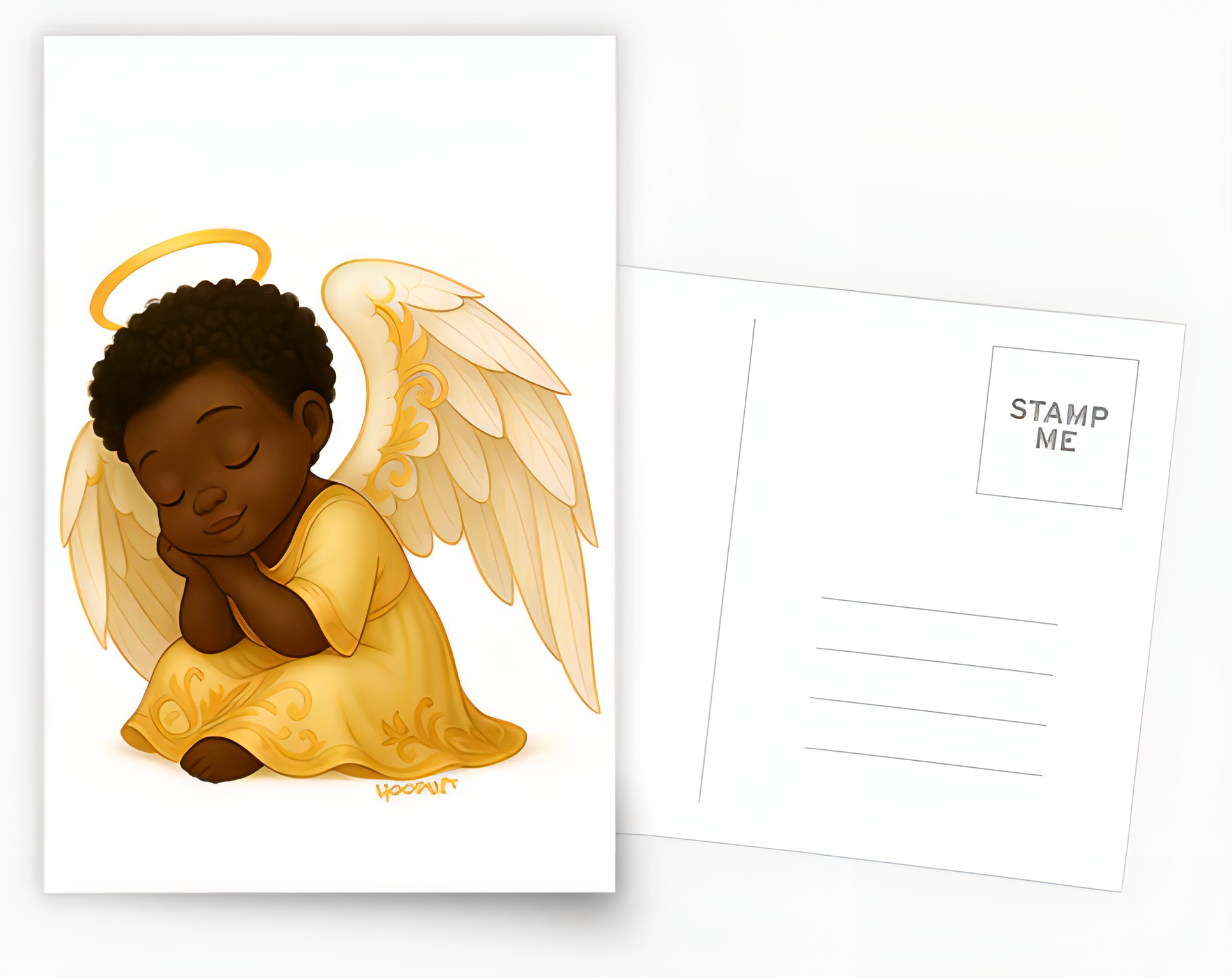 Sleeping Golden Angel Greeting Card