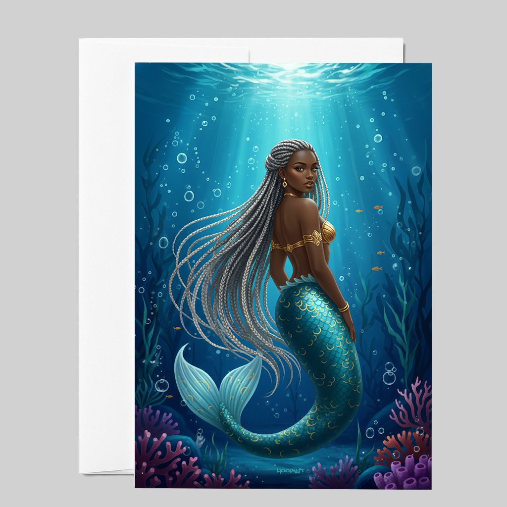 Silver-Haired Mermaid Greeting Card
