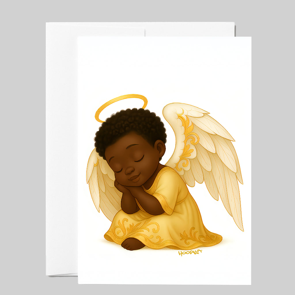 Sleeping Golden Angel Greeting Card