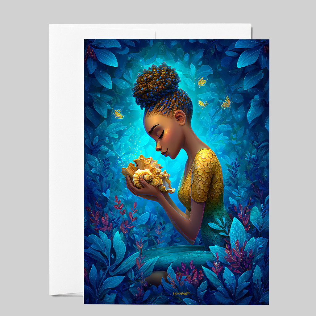 Golden Seashell Reverie Greeting Card