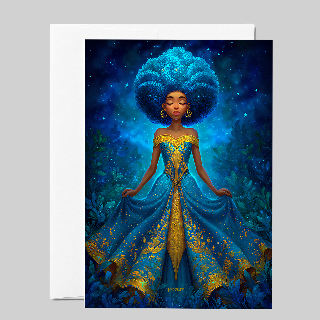 Celestial Blue Gown Greeting Card