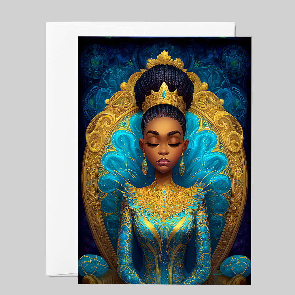 Serene Crowned Queen Fine Art Greeting Card