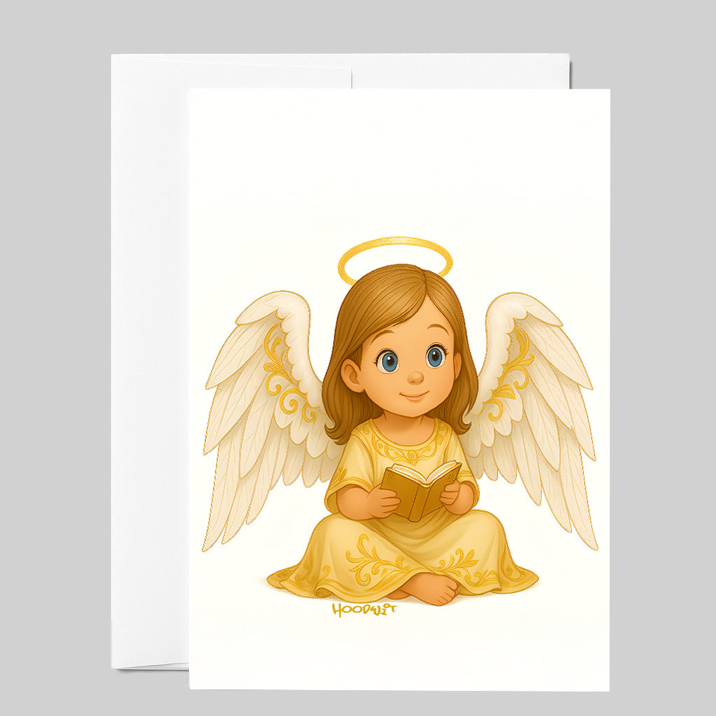 Golden Angel Reading Greeting Card