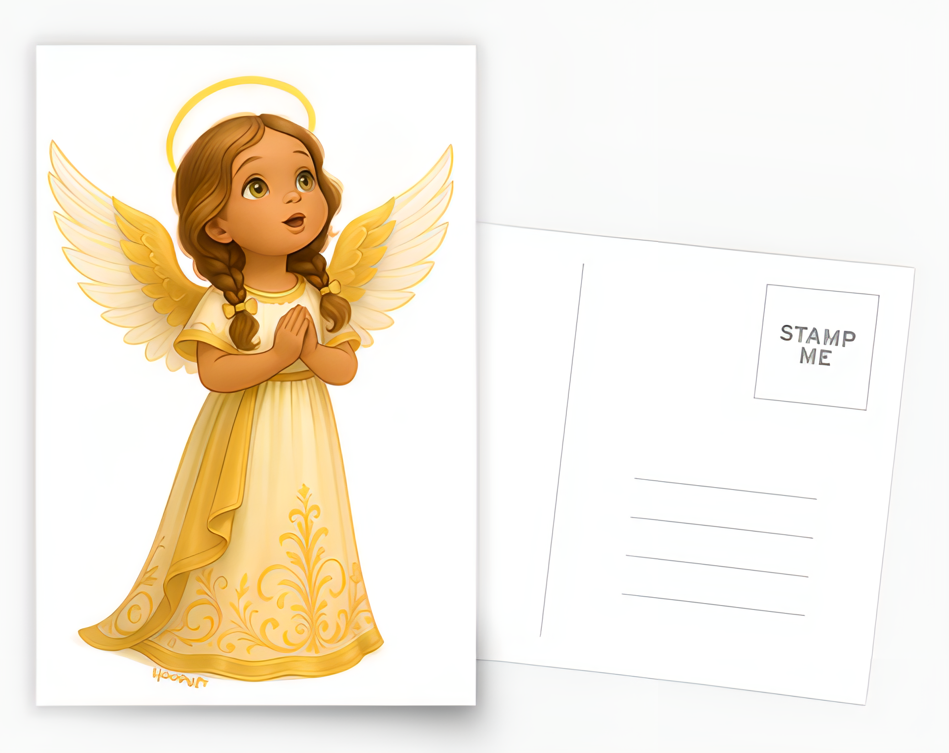 Golden Uplifted Prayer Angel