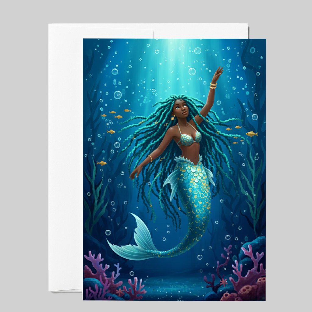 Serene Turquoise Mermaid Greeting Card