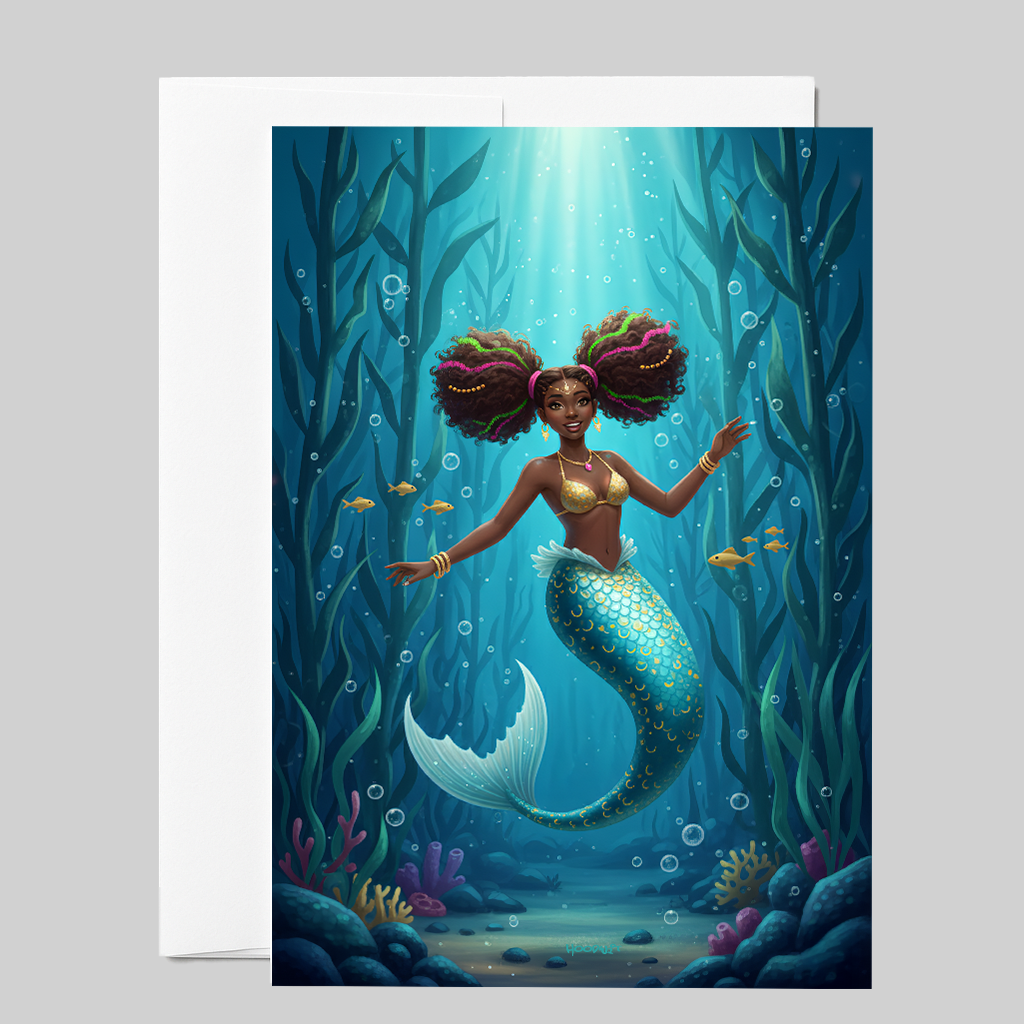 Joyful Deep Sea Mermaid Greeting Card
