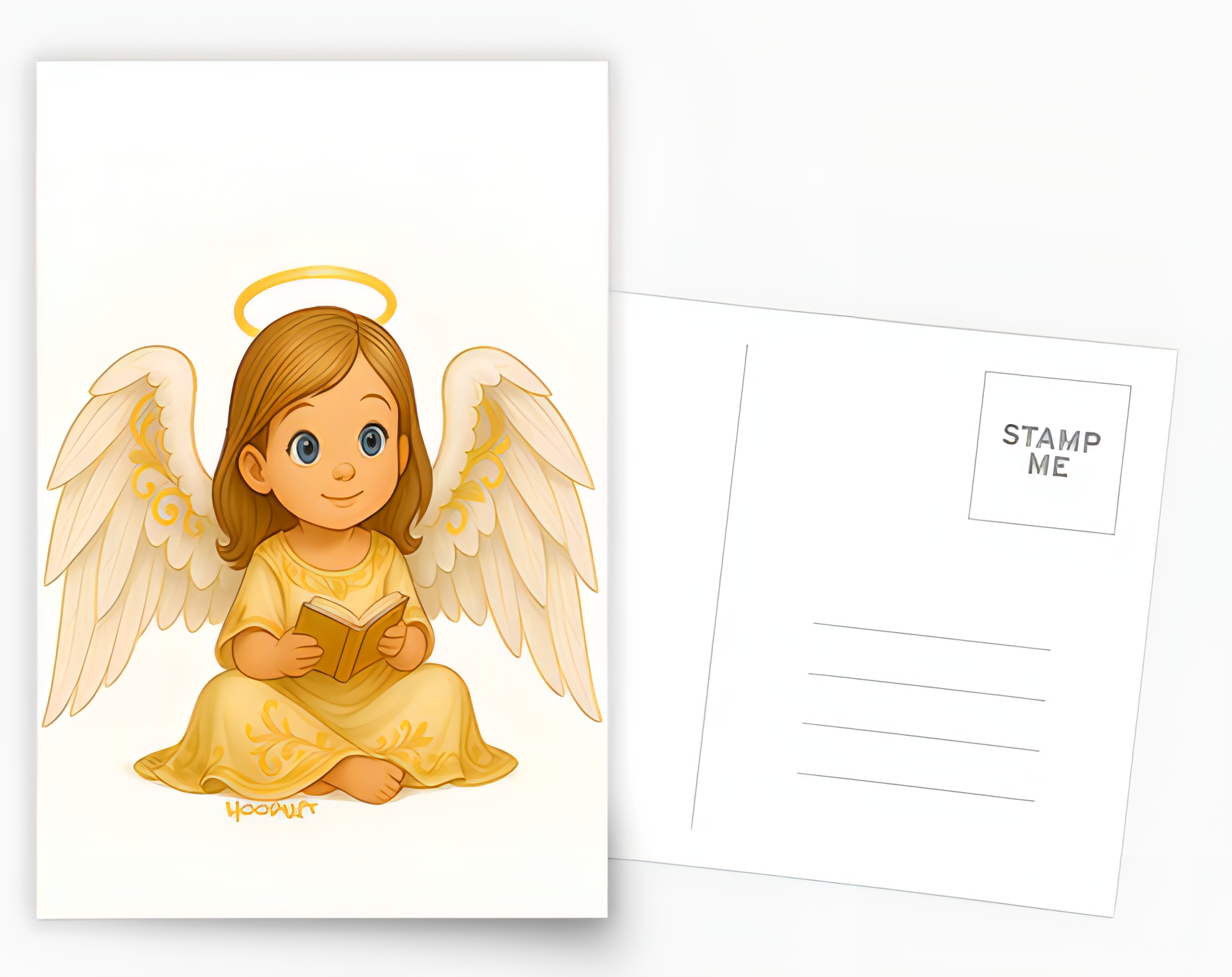 Golden Angel Reading Greeting Card