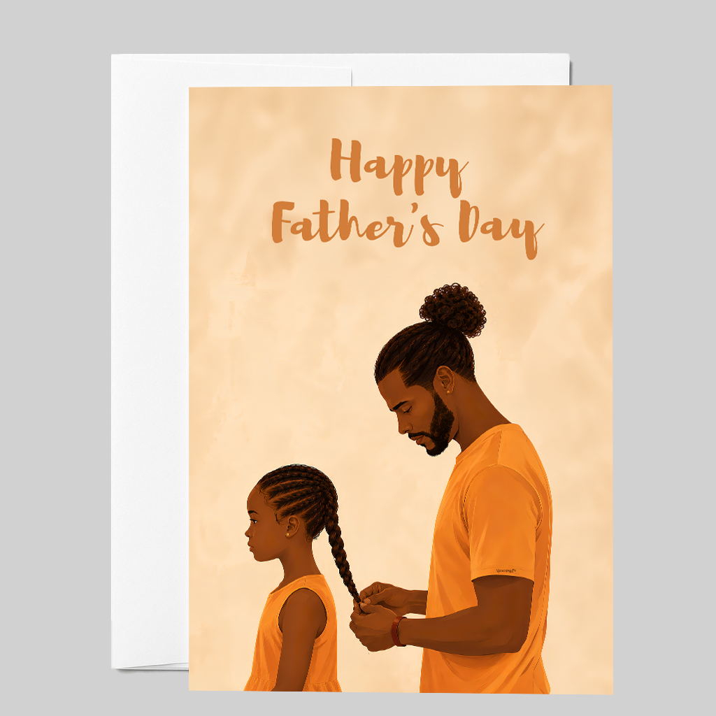 Black Father Braiding Daughter’s Hair Father’s Day Greeting Card