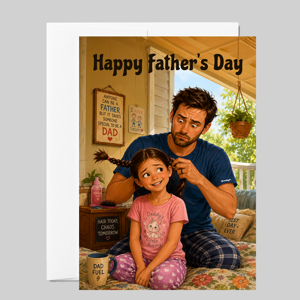 Funny Dad Doing Daughter’s Hair