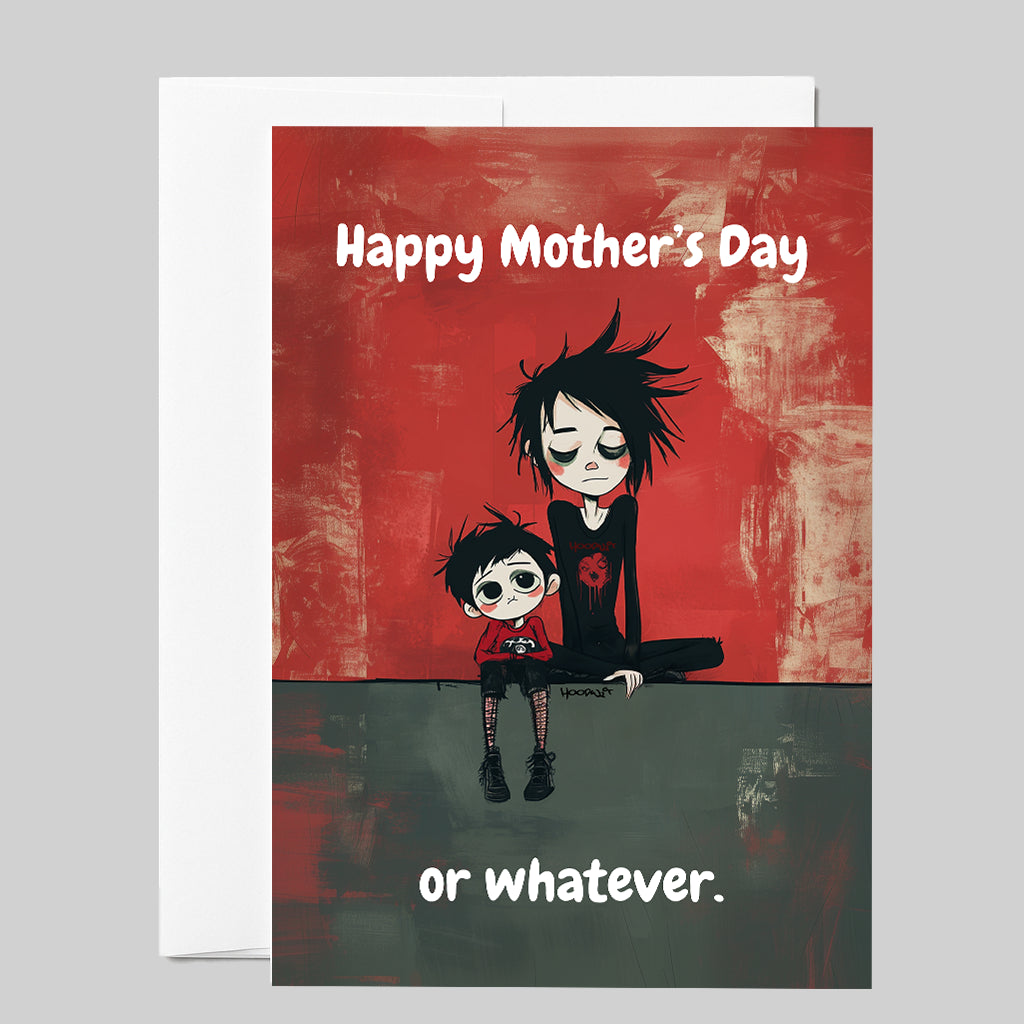 Mother's Day | Emo Mother & Child With Deadpan Vibes Greeting Card