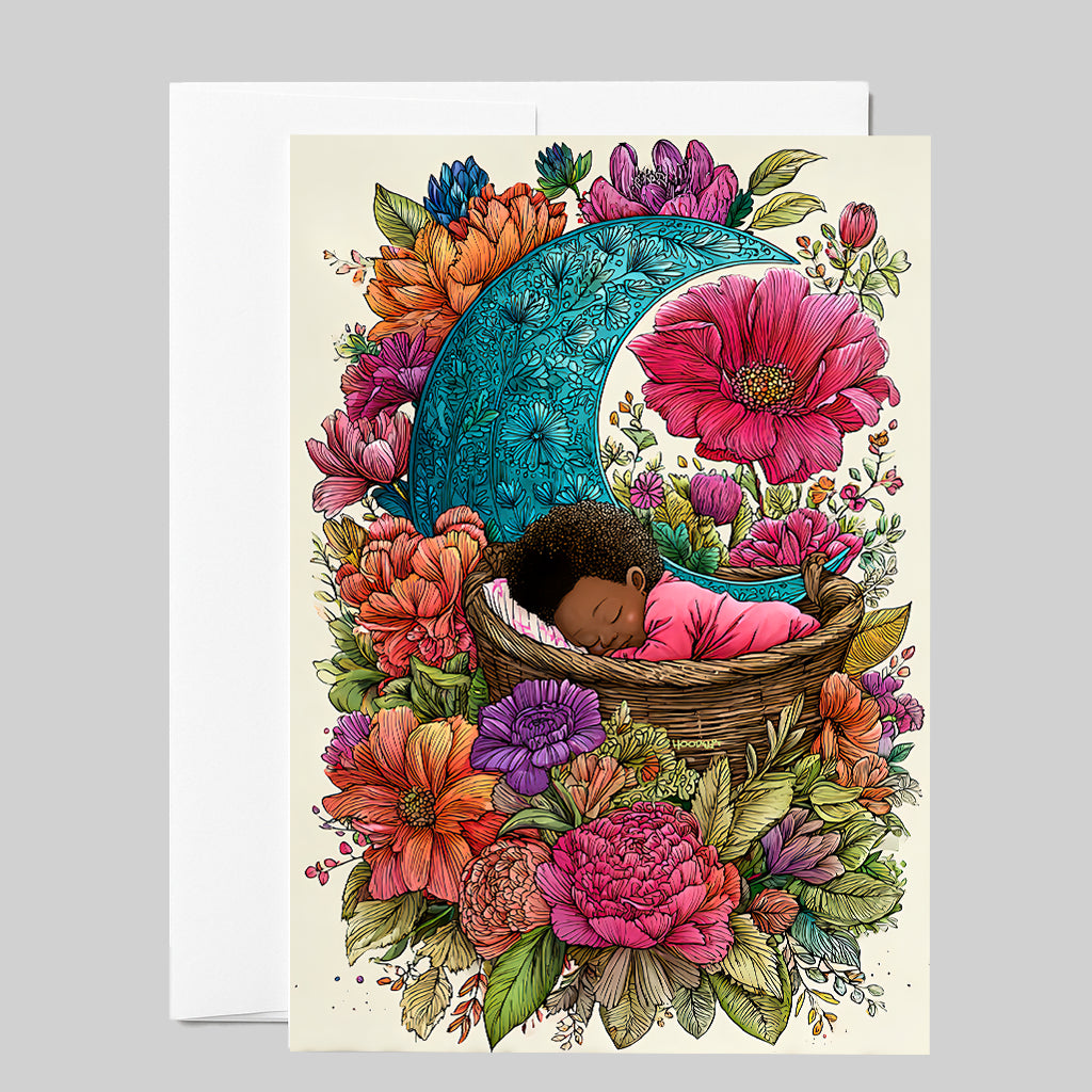Moon Cradle Floral Greeting Card