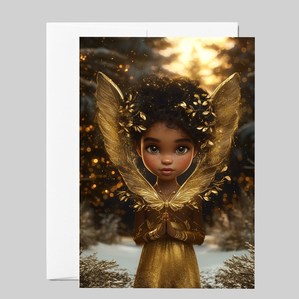 Golden Fairy Girl in Spakling Forest