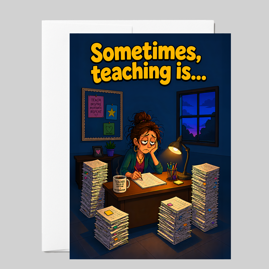 Sometimes Teaching Is... Grading Late at Night | Funny Teacher Greeting Card
