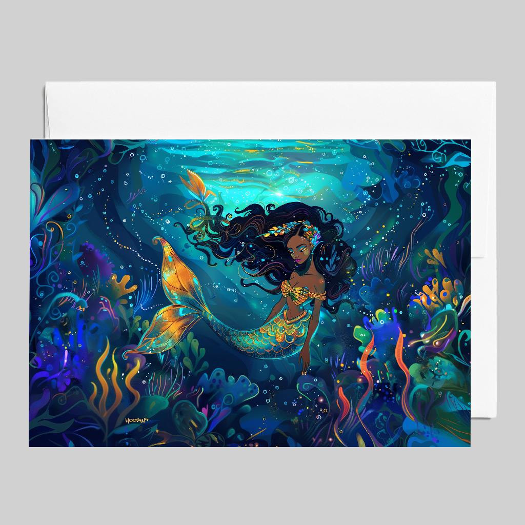 African American Mermaid Greeting Card