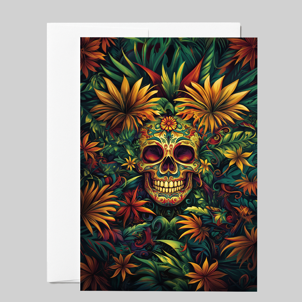 Floral Sugar Skull Greeting Card