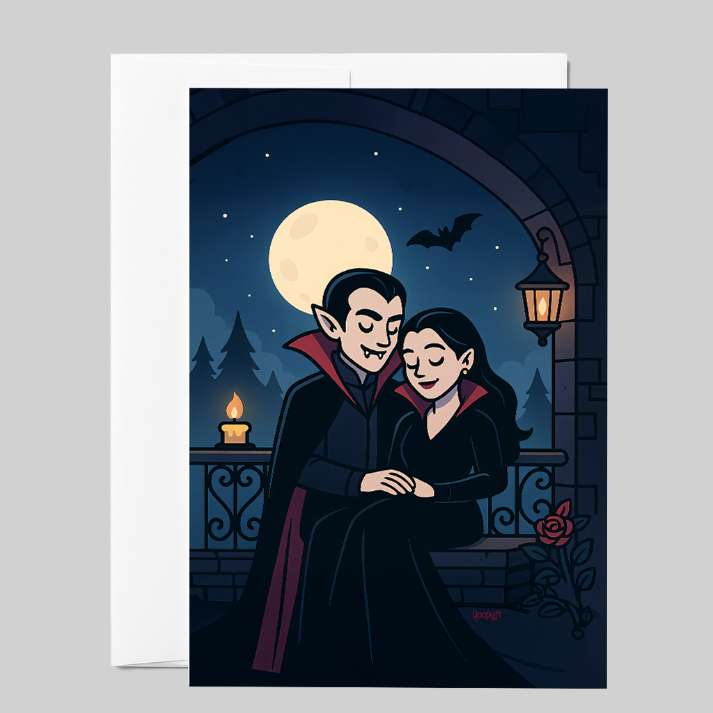 Vampire Balcony Romance Halloween Card