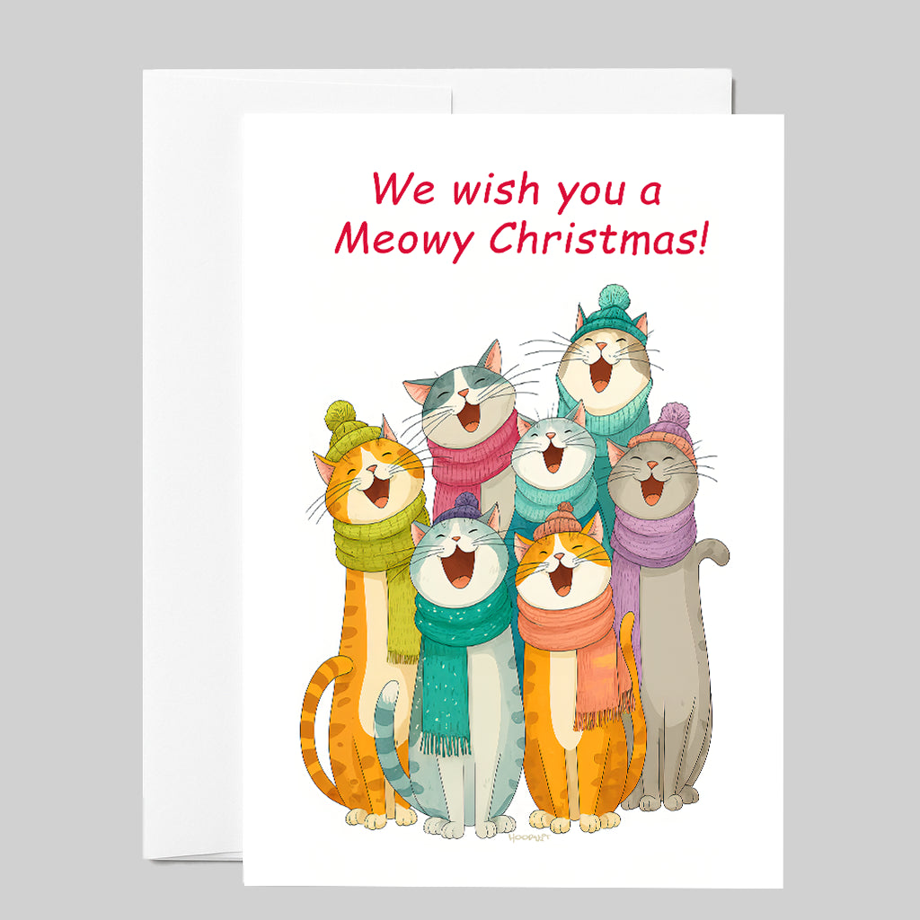 Meowy Christmas Caroling Cats Greeting Card