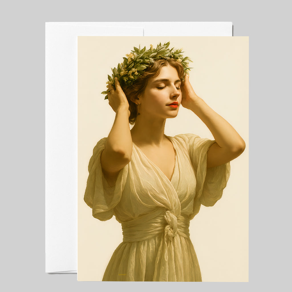 Wreathed in Golden Serenity Greeting Card