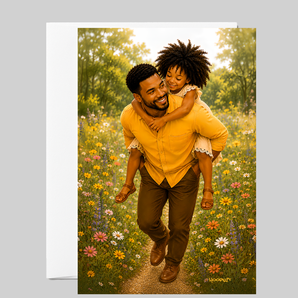 Piggyback Ride — Father & Daughter Greeting Card