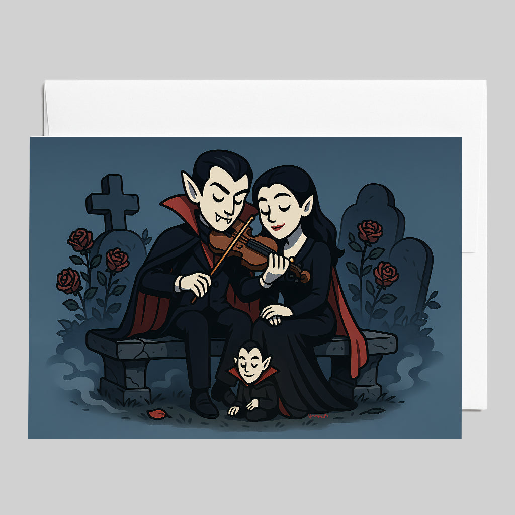 Halloween Card | Vampire Family Violin Serenade