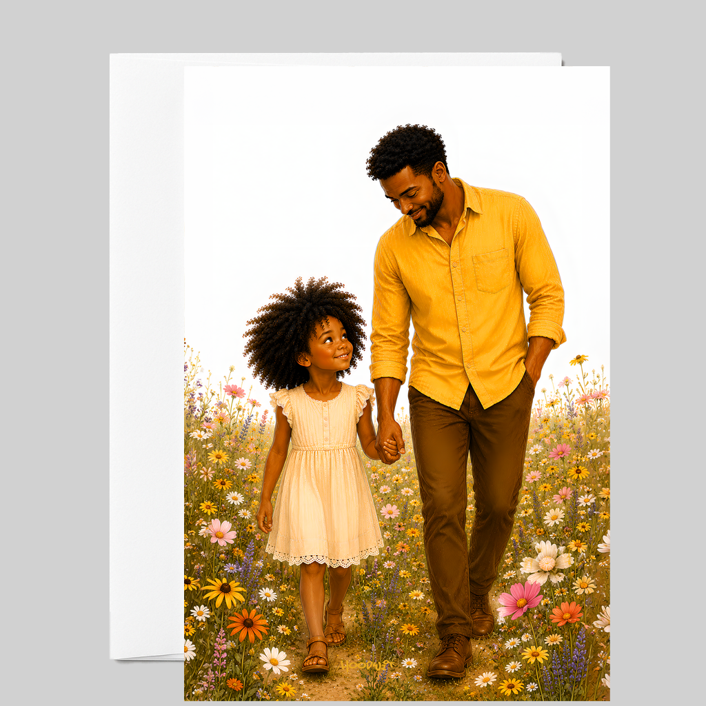 Walking Hand in Hand — Father & Daughter Greeting Card