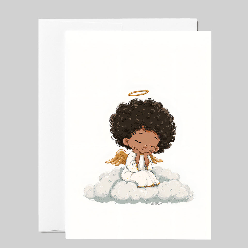 Afro Angel on Cloud Greeting Card