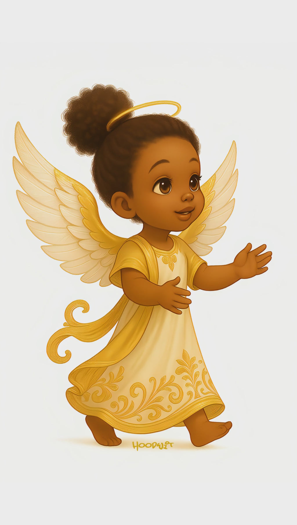 Golden Flower Angel Greeting Card